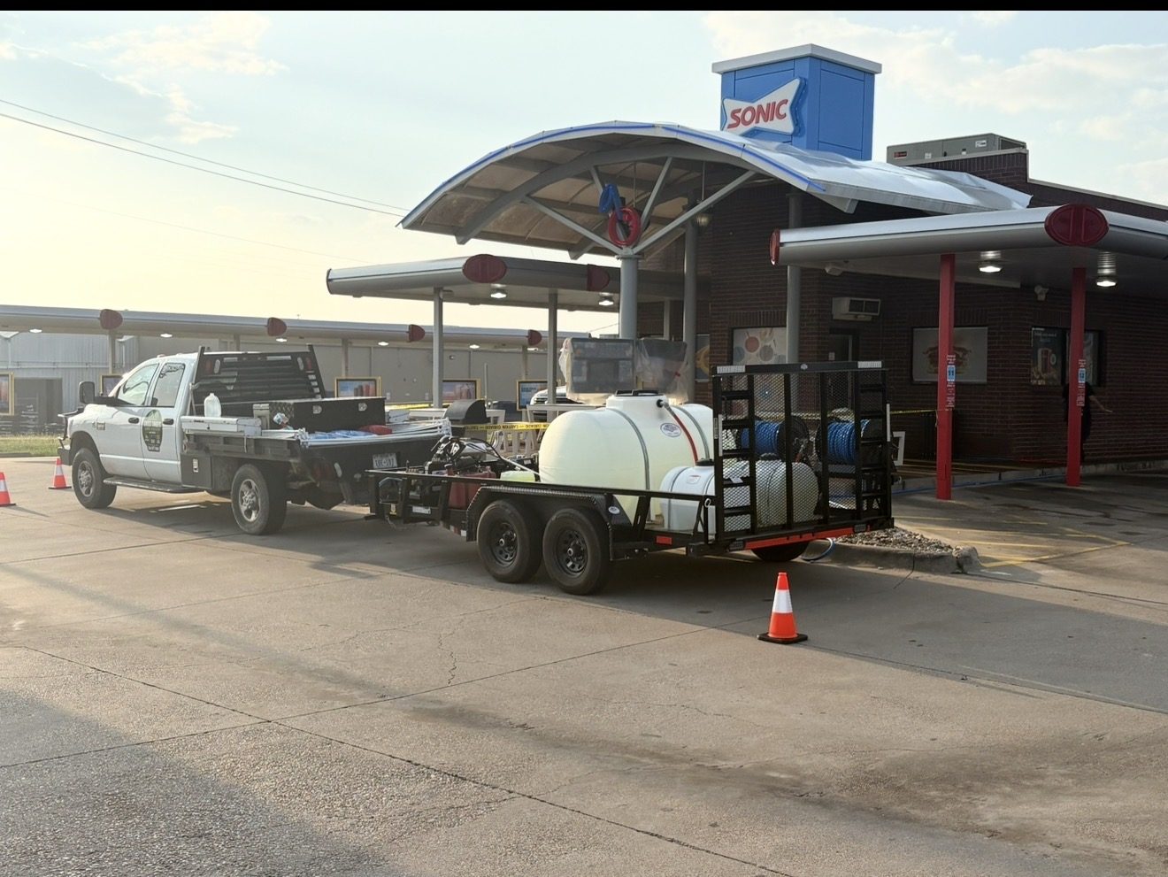 Commercial pressure washing equipment on site