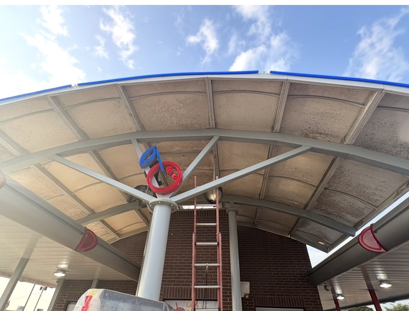 Commercial canopy underside before cleaning