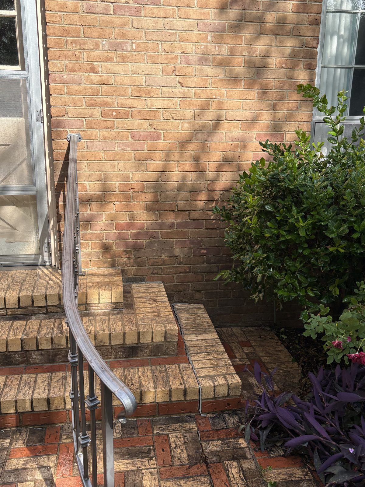 Brick entry steps after pressure washing